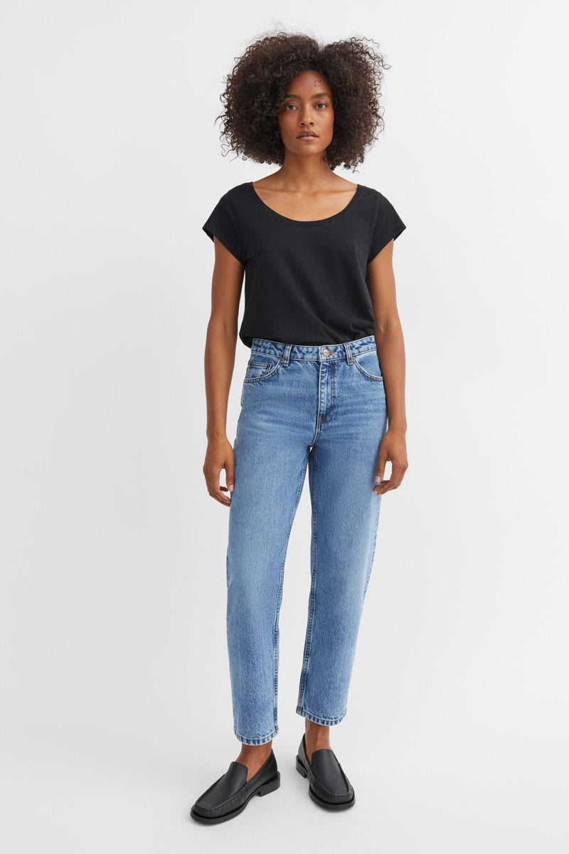 Allison Cropped Jeans, Worn Mid Blue