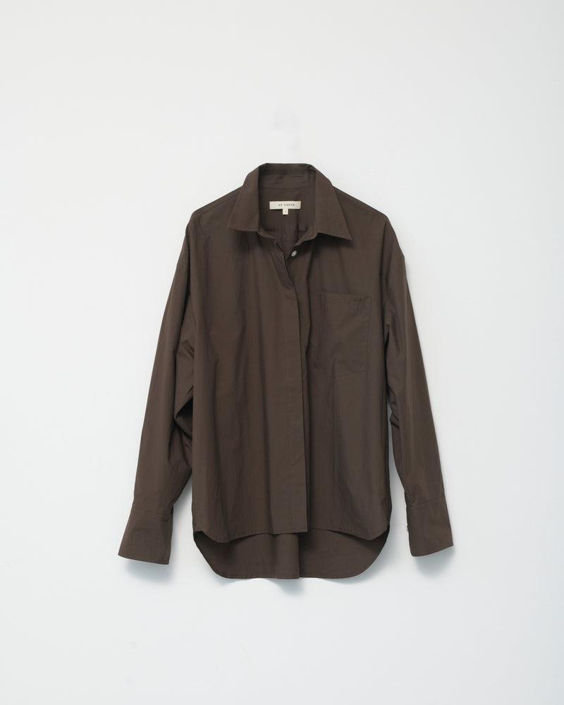 Cotton Poplin Oversized Shirt, Dark Brown