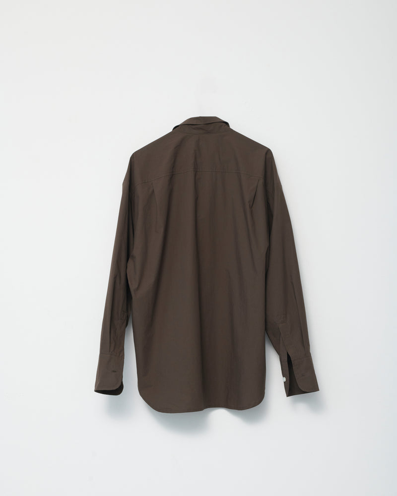 Cotton Poplin Oversized Shirt, Dark Brown