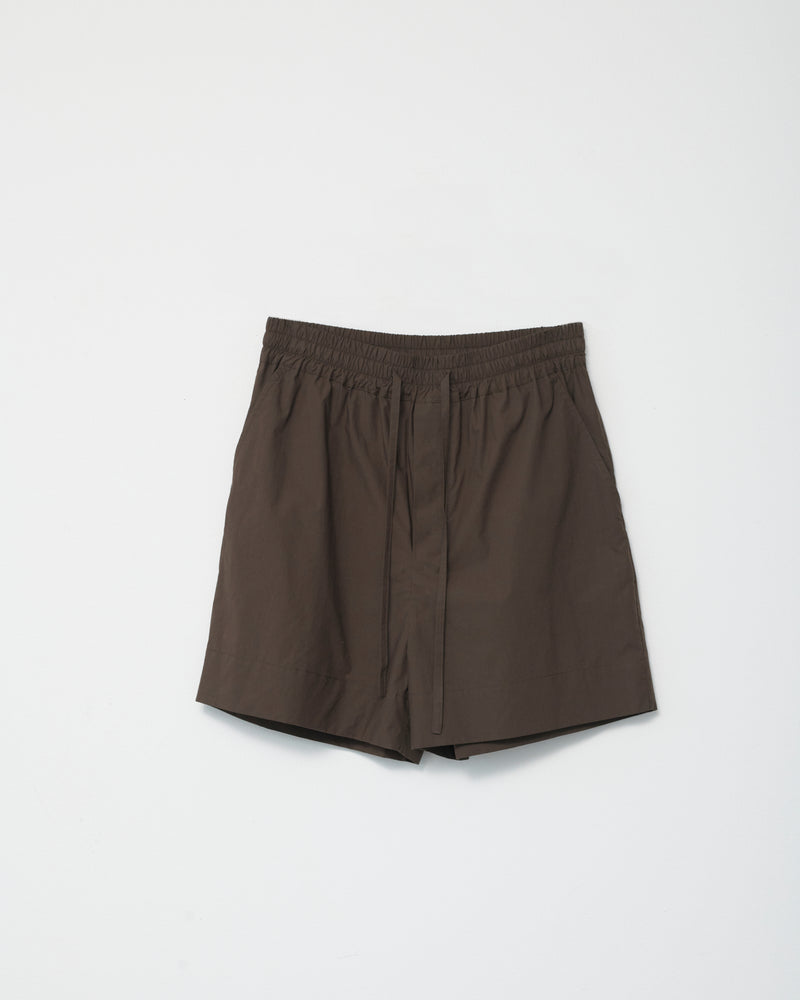 Cotton Poplin Shorts, Dark Brown