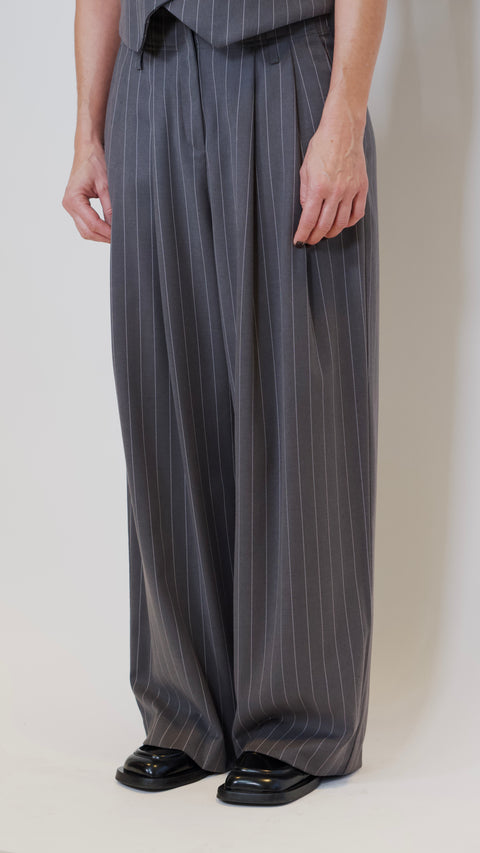 LouLou Pants, Grey Pinstripe