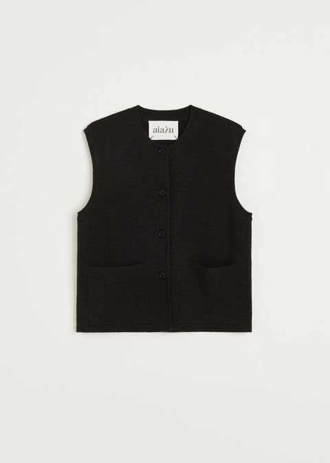 Elva vest, Dark Brown Melange