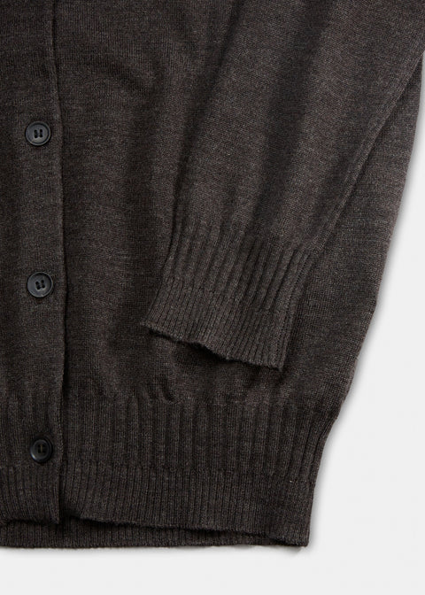 Hana Wool Cardigan, Dark Brown Melange