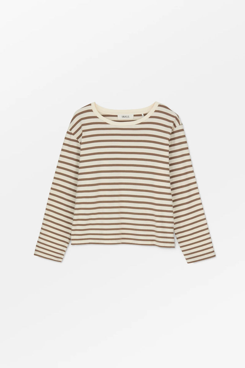 Loui oversized blouse, Light Brown/ White stripe