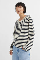 Loui oversized blouse, Dark Navy/White stripe