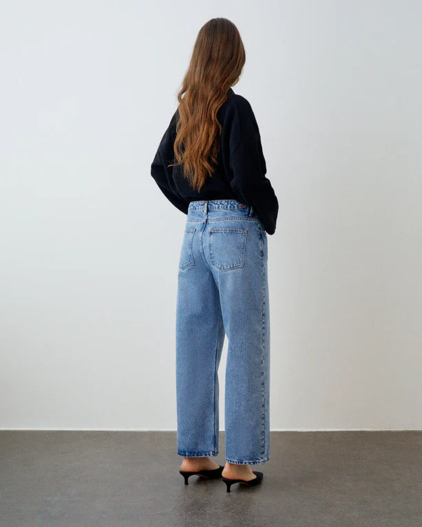 Taylor Cropped Jeans, Worn Mid Blue