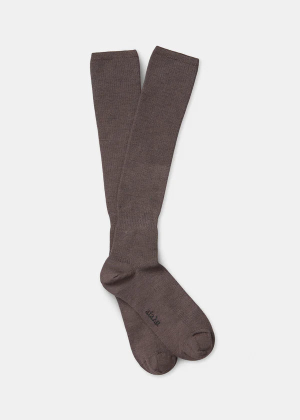 Wool Knee Socks, Brown