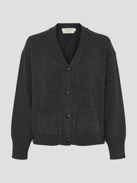 Vigga Cardigan, Dark Grey Melange