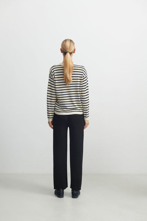 Striped blouse, Ecru/dark navy