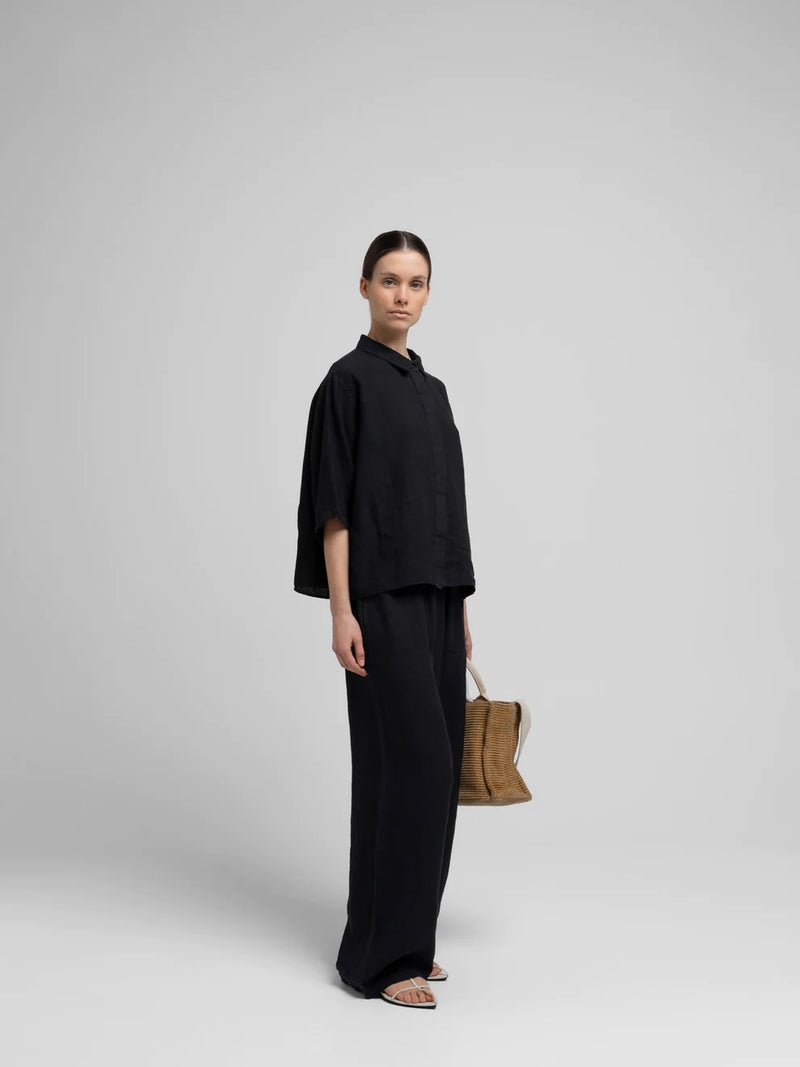 Vega Linen Pants, Black