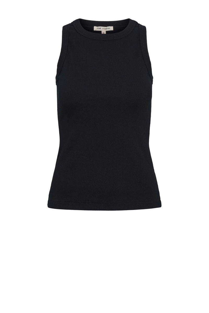 Blossom Racerback Rib Tank, Black